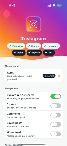 Instagram’s switches in SocialBroom: what stays and what gets swept